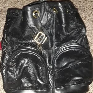 leather drawstring bag